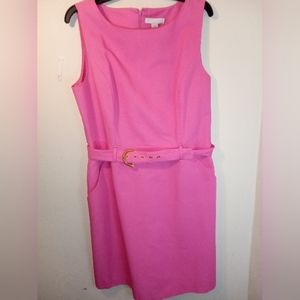 LUCY & LAUREL BEAUTIFUL PINK COTTON SLEEVELESS DRESS SIZE 14